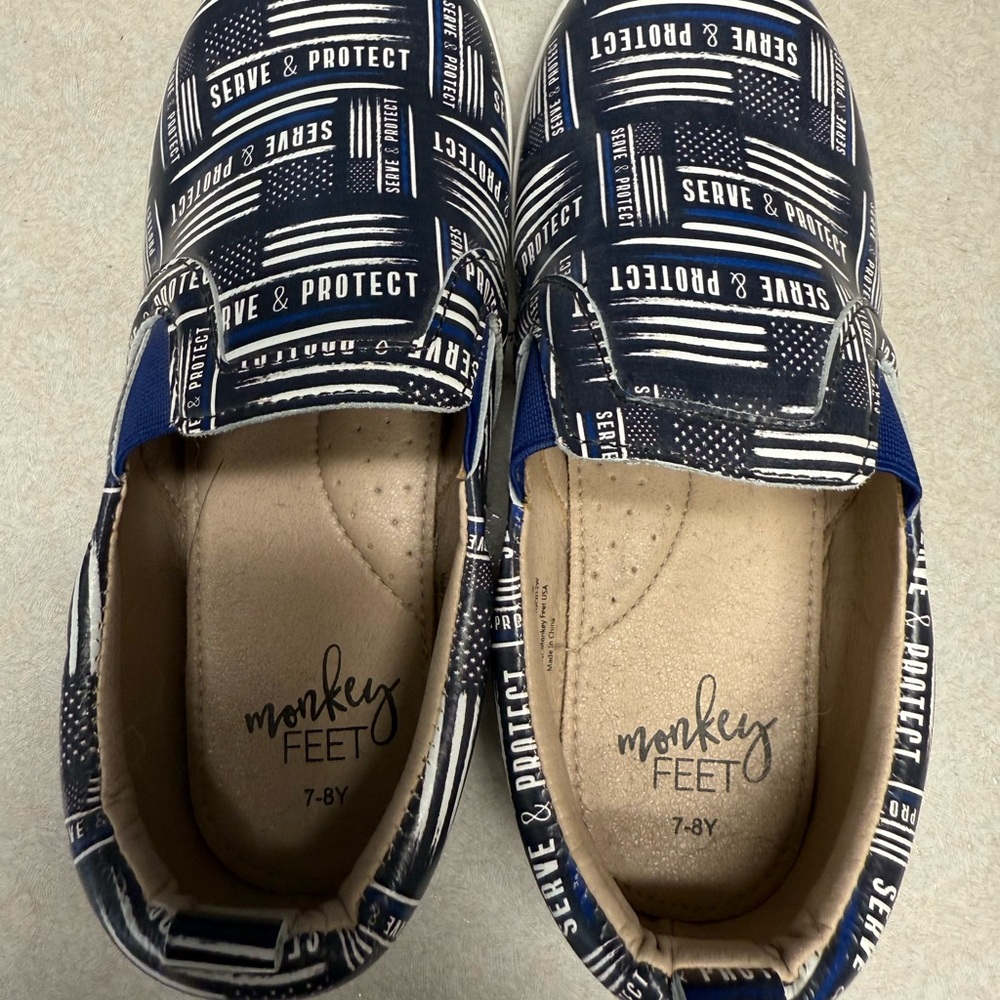 Monkey Feet Kids Blue Patterned Sneakers